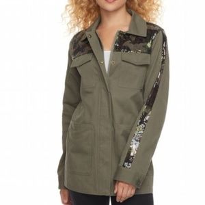 Madden NYC Sequin Utility Jacket Military Green